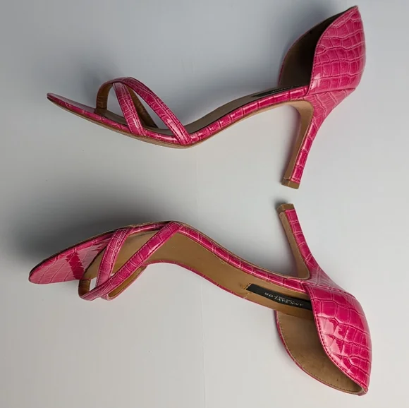 Stephanie Dorsay sandal Chic Pink Embossed Leather Pumps Heels 7.5 - Picture 8 of 8